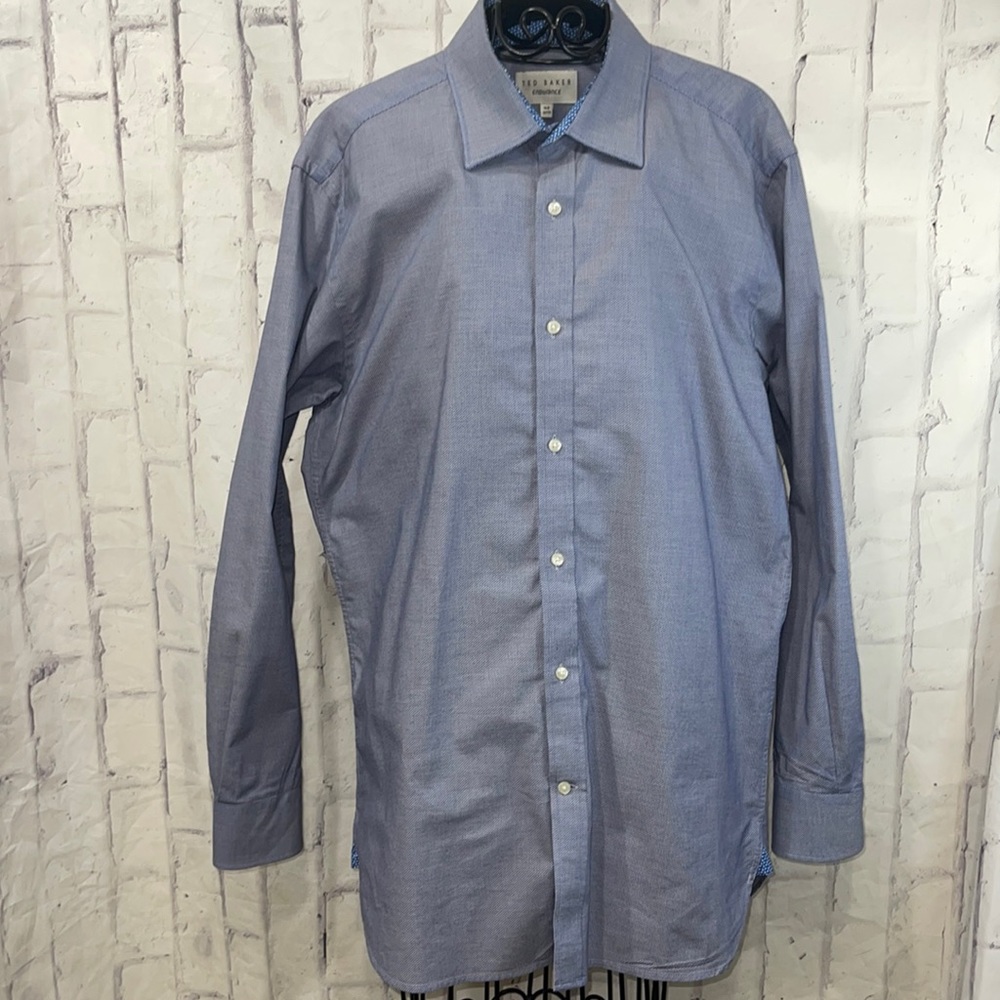 Ted Baker Button-Up Shirt Endurance Long Sleeve Contrasting Flip Cuff and Trim